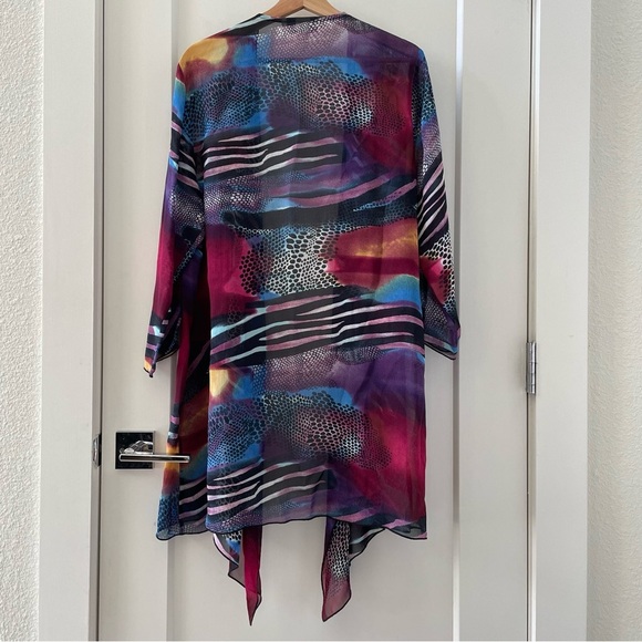 Caroline Rose Open Front Kimono Lightweight Semi-Sheer Cardigan Size M - Picture 2 of 7